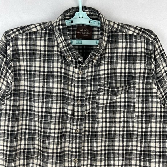 Mountain Ridge Explore Life Men's Long Sleeve Black White Plaid Shirt XL Buttons - Picture 3 of 10